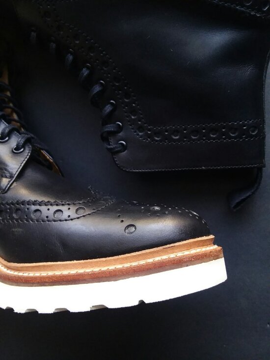 Grenson England Fancy Brogue Genuine Leather Derby Biker Boots Men\'s size 10.5 main image 6